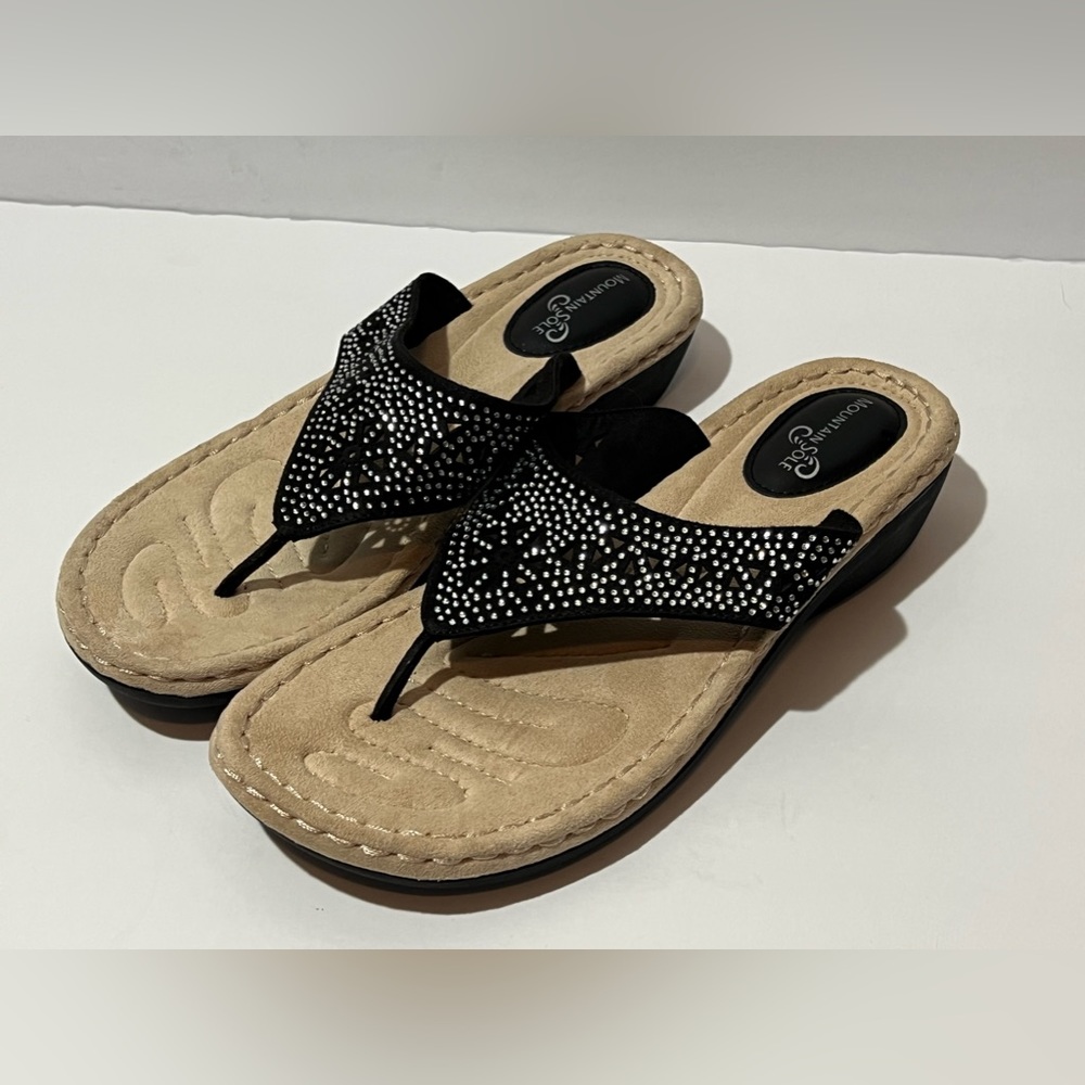 Comfortiva Black Rhinestone Sandals